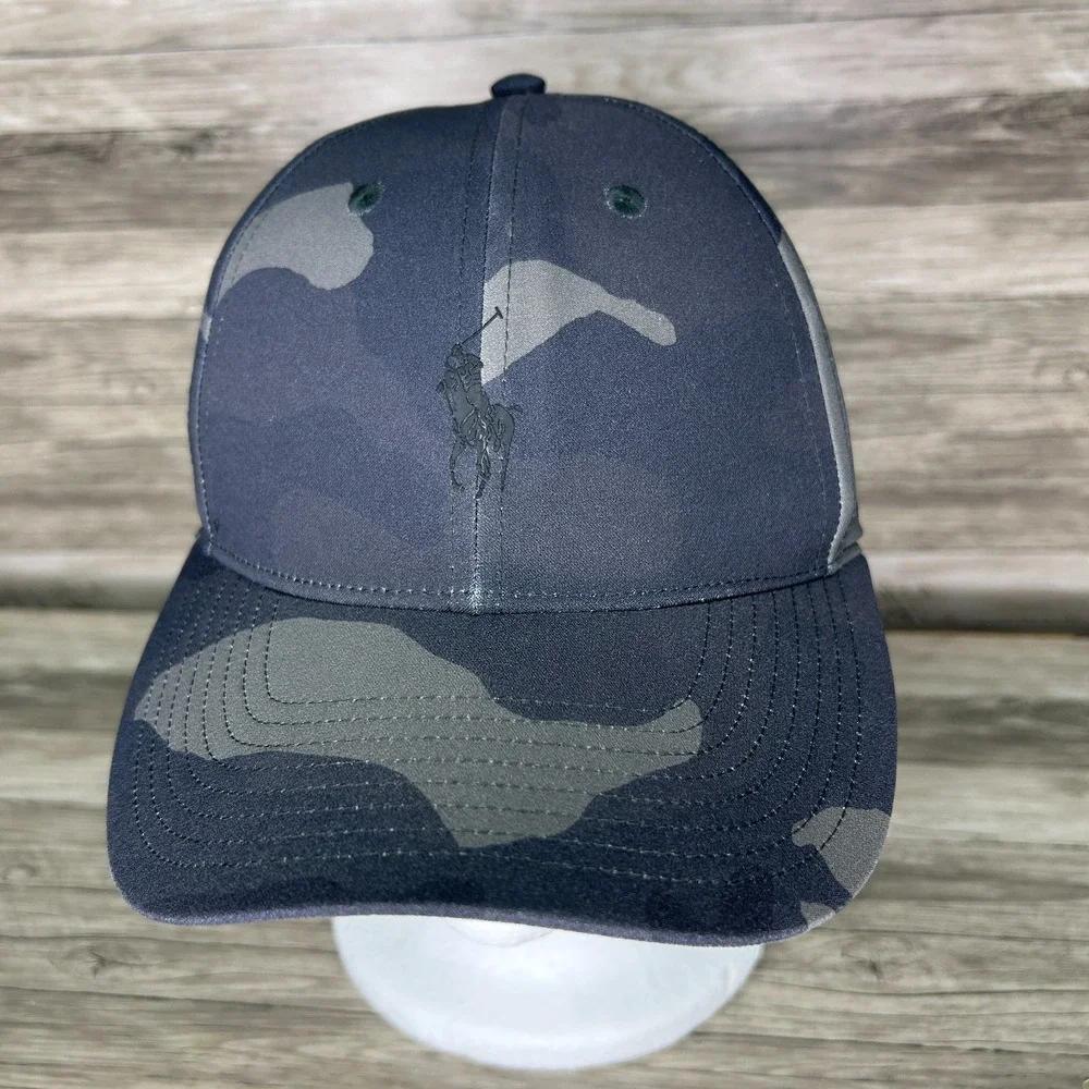 Polo Ralph Lauren Stretch Twill Camo Performance Ball Cap Hat Black Gray - Picture 1 of 8